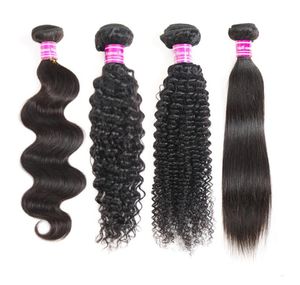 Brazylijskie proste dziewicze ludzkie włosy Peruwiańskie głębokie fala wodna Kinky Curly Remy Hair Hair Extensions Wet and Wavy Human Hair Wea9790614