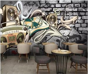 3D Tapeta Niestandardowe Po Europejskie retro nostalgiczne Hip Hop Street Graffiti Bar KTV Room Decor Home Decor 3D Murals Tapeta na WA3171860