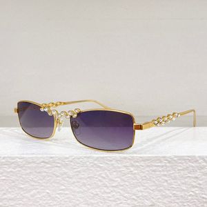 Designer-Sonnenbrillen für Damen, luxuriöse helle dekorative Spiegel, modische rechteckige Metallrahmenbrille mit Kristallband, mit Box A71584