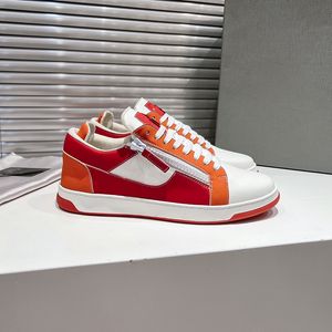 Scarpe da uomo high street con cinturino in pelle patchwork rosso e bianco con fondo piatto, designer di lusso, nuove scarpe sportive casual da skateboard, scarpe traspiranti 39-47 + scatola