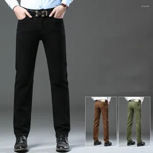 Calças masculinas moda conforto casual cilindro reto estiramento denim masculino marca calças dos homens roupas magro meados de cintura alta jeans