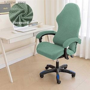 Stol täcker Jacquard Office -stol Täck Soild Colic Elastic Gaming Chause Cover Dammtät datorstol Slipcover Seat Case Protector Study L240315