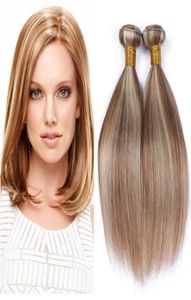 Malezyjski kolor fortepianowy Human Hair Extensions 4pcs 8613 Jasnobrązowy rozdział zmieszany z blond fortepianowy kolor ludzki splot włosów 8895226