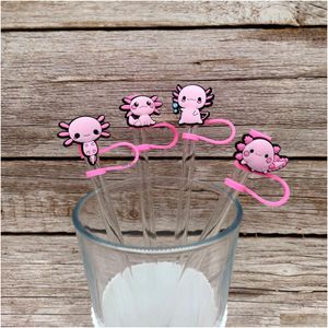 Drinking Sts Pink Animals Sile St Toppers Accessories Er Charms Reusable Splash Proof Dust Plug Decorative 8Mm Party Drop Delivery Otanc