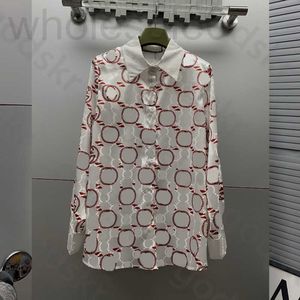 Women's Blouses & Shirts designer Vintage Print T Shirt Lapel Summer Sun Protection Jacket Breathable Tie Long Sleeve Button FON6