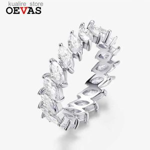 حلقات الكتلة OEVAS ٪ 925 Sterling Silver Real Full Moissanite Pass Test Test Farkling Top Qualit