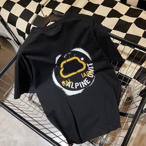 デザイナーTshirtチェストレターラミネートプリントショートスリーブハイストリートルーズ特大のカジュアルTシャツ男女TシャツCHD2403151-12のための100％コットントップ