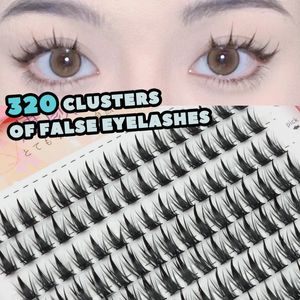 Falska ögonfransar 320 kluster individuella fransar blandad längd ögonfransbok mjuk naturlig look ögon koreansk söt makeup 240305
