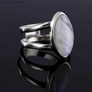 Fedi nuziali in argento sterling 925 semplice anello in pietra di luna naturale anello di fidanzamento per donna anello di fidanzamento gioielli di moda Q240315