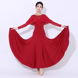 Stage Wear Long Latin Dance Dress Sleeve Ballroom Dresses Latino Dancing Cloth Belly Tango Performance Costume NY62 2346