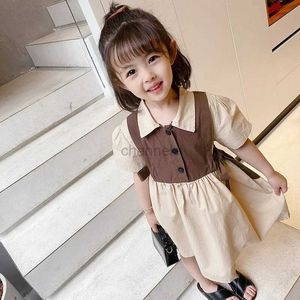 Vestidos da menina roupas infantis verão 2023 nova pequena manga curta menina camisa vestido estilo coreano roupas doces vestidos de uma peça para crianças 240315