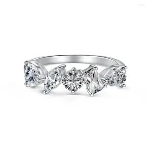 Cluster Rings The Korean Version Of S925 Sterling Silver Women's Ring Features Irregular Zirconia Inlay For Personalized Details