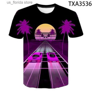 Erkek Tişörtler 2020 Yeni 3D Baskı T-Shirt Erkek Çocuklar Çocuklar Funy Tshirt 80s Retro Vaporwave Retrowave Synthave Müzik Hip Hop Üstleri T Y240321