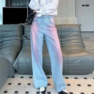 2024 C العلامة التجارية Sprring New Arrival Jeans Womens Luxury Fashion Pink High Weist Long Straight Straight Legheld undefined Pants ropamujer