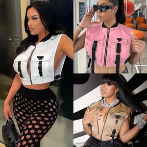 Luxury Designer Women's Tops Tanks Camis Round Neck Zipper Loose Fashion Work Vest Sexy Side Hollow Vest Coat Tees