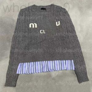 Kadın Sweaters Tasarımcı Sweater Kadınlar Örgü Jumper Üstler Çizgili Şerit Eklenmiş Uzun Kollu Yuvarlak Boyun Külkü Klasik Nakış İnce Moda Sonbahar Üstü Sods