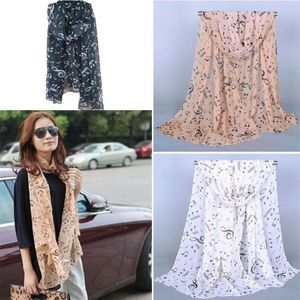 Scarves Arrival Women Neck Scarf Sheet Ladies Gift Accessory Muffler Chiffon Silk Music Note Printed Shawl