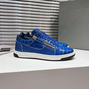 Mens Sneakers Board Shoes Flat Shoes Luxury Designer 2024 Ny Casual Blue Leather dragkedja Skärmning utomhus sportskor Vandringskor storlek 39-47+låda