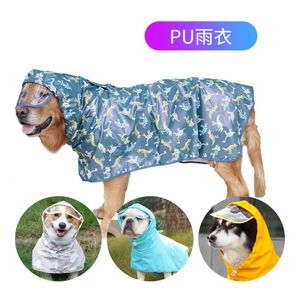 Ogenomtränglig stor hund regnrock vattentäta husdjurskläder för medelstora stora hundar gyllene retriever pitbull regnrockar maskotas kläder 240307