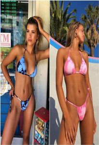 Tiedye Gradient Women Summer Swimewear Bikini Set Bra Triangle Suit baddräkt Baddräkt Simning Suit6297884