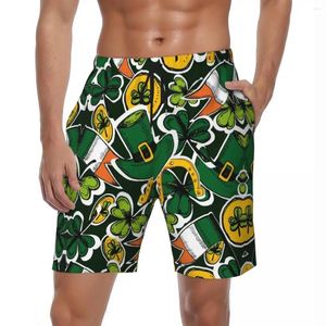 Men's Shorts Male Gym St. Patrick's Day Cute Hawaii Beach Trunks Holiday Cool Quick Dry Sports Surf High Quality Big Size