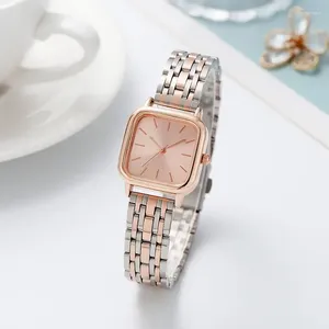 Wristwatches Watch Fashion Ladies Steel Chain Noble Quartz Birthday Gift Stainless Watches Simple Square