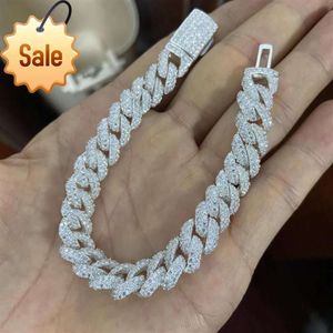 Chains Meisidian 6 - 24 Inches 10mm Width S925 Cuban Chain Full Out Vvs Moissanite Diamonds333u