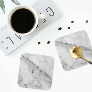 Table Mats Grey Marble Coasters Kitchen Placemats Non-slip Insulation Cup Coffee For Decor Home Tableware Pads Set Of 4