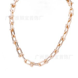 Designer tiffay e co grande corrente de ferradura colar feminino cobre banhado 18k ouro ins casal colar em forma de u w2az