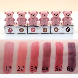 6 Pz/lotto Orso Rosa Portachiavi Rossetto Liquido Opaco Impermeabile di Lunga Durata Lip Gloss Lip Smalto Trucco Corea Cosmetici All'ingrosso 240305