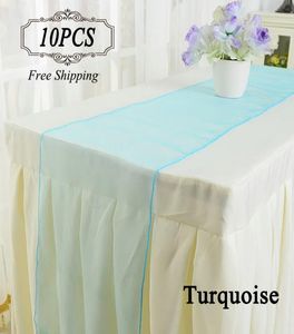 10 Organza Table Runners Gold Purple Crystal Organza Tabil