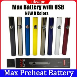 MAX 380mAH Ön ısıtma pil ayarlanabilir voltaj vape pilleri blister paketi 510 iplik kartuşu kalemi için usb şarj cihazı kitleri