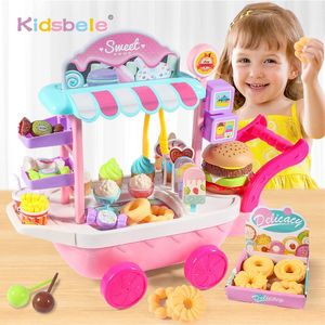 Toys Pretend Play Set Mini Ice Cream Candy Trolley Shopping Cart House Educational Car Truck Brain Game Kids 240301