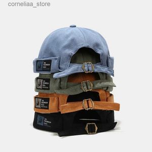 Cappellini con sfera Cappello a cupola vintage giapponese Cappello a cuffia con melone da uomo Cappello unisex in stoffa regolabile Berretti con cofano Hip Hop Trend Yuppies Cappello DockerY240315