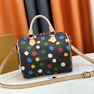 Women Designer Bag 3D Painted Dots TOTES BORM Crossbody Bags Torby Rainbow Side Trunk Messenger Torebki Płótno Oryginalna skórzana torebka Lady M81979