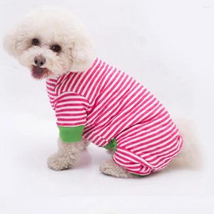 Dog Apparel Pet Jumpsuit Striped Pattern Warm Casual Wear Sleepingwear Four-legged Clothing Puppy Costume