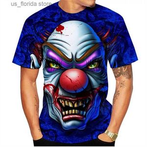 Koszulki męskie gorąca sprzedaż moda męskie koszulka kobiet 3D nadruk zabójca klowns lato swobodny unisex hip hop Cool Short Horror Tops Y240321