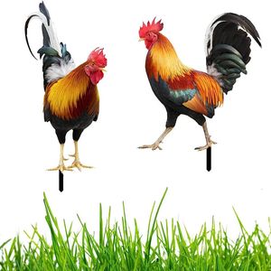 Garden Rooster Statue 2D Decor Acrylic Chicken Sculpture For Yard Decor Hen Figurine For Farm Garden Patio Lawn Back Yard 240229