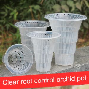 Plantadores Meshpot Controle de Raiz Pote Transparente para Orquídea Cattleya Plantio com Buracos de Ar Plantador Decoração de Casa Vaso de Flores de Plástico