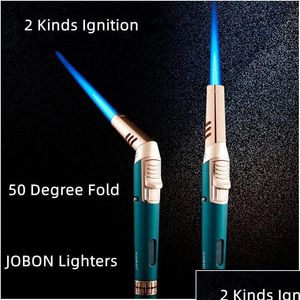 Lighters Torch Gas Gun Lighter Metal Windproof Elbow Cigar Cigarette Refill Jet Bbq Kitchen Cooking Tool Jewelry Welding Gifts Drop Dhceb