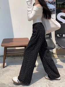 Calças de brim das mulheres S-4xl baggy y2k em linha reta mulheres cintura alta branco floral impressão solta perna larga calças jeans moda coreana streetwear