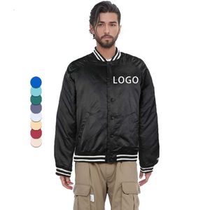 OEM Design Satin Bomber Jackets Custom broderi Baseballjacka Mens Letterman Jacket 15