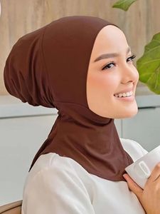 Underscarf Hijab Cap Neck Coverイスラム教徒の女性ベールレイディーズヒジャーブスカーフターバンイスラム教徒ファッションボンネットインナーキャップ240301