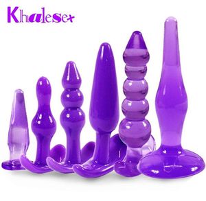 q0228 6 Pcsset Sexo Butt Plug Anal Vibrador para Mulheres Contas Gancho Butt Plug Massagem de Próstata para Homens Masturbador Adulto Brinquedos Sexuais para Co3095216