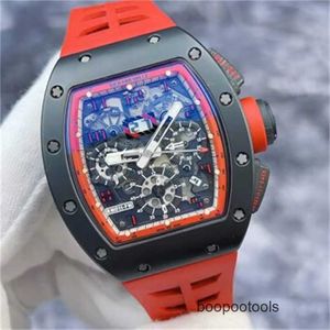 Richardmill Uomo Orologi svizzeri di lusso Orologi da polso meccanici Richardmill RM011FM Midnight Fire Global Edizione limitata di 88 quadranti neri rossi scavati da N157