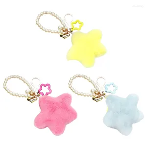 Keychains Lovely Star Keychain Bag Pendant Five Pointed Keyring Rackpack Ornament Hxba