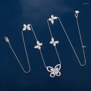 Ciondoli SFE Argento sterling 925 Moda di alta qualità Squisita cinque collana a farfalla Donna Temperamento Catena clavicola Gioielli di lusso