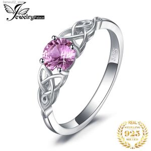 Alyans Takı Sarayı Celtic Knot Pembe Sapphire Oluştur 925 STERLING Gümüş Yüzük Kadınlar Söz Verme Nişan Yüzüğü Zarif Mücevher Hediyeleri Q240315