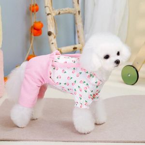 Cão vestuário flor padrão macacão primavera roupas para animais de estimação impresso filhote de cachorro pijamas macio gato geral roupas chihuahua traje