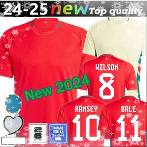 Wales 2024 Fußballtrikot WILSON RAMSEY BALE Euro Cup Neu 2025 Nationalmannschaft 24 25 Fußballtrikot Herren Kinder Kit Komplettset Heim Rot Auswärts Gelb Herrenuniform BROOKS JOHNSON